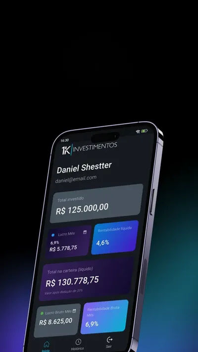 Tela do aplicativo 1K Investimentos
